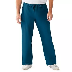Medline ComfortEase Unisex Nonreversible Cargo Pants with Drawstring - ComfortEase Unisex Non-Reversible Drawstring Cargo Scrub Pants with Angelica Color-Coding, Size 2XL Tall Inseam, Seaspray - 950JSSXXLL-CA