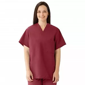 Medline Comfortease Unisex Two Pocket Reversible Scrub Top - ComfortEase Unisex Reversible V-Neck 2-Pocket Scrub Top with Medline Color-Coding, Size 2XL Long, Ceil Blue - 910JTHXXLL-CM