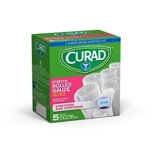 Medline CURAD 100% Cotton Bandage Roll - CURAD Stretch Rolled Gauze, 3" x 4.1 yd. - CUR47143RB