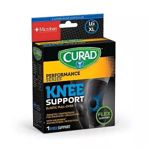 Medline CURAD Elastic Pull-Over Knee Support with Microban - CURAD Elastic Pull-Over Knee Support with Microban, Size L and XL - CUR23100LXLD