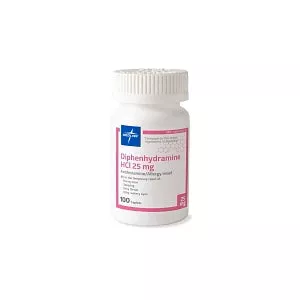 Medline Diphenhydramine HCI Oral Antihistamine - Diphenhydramine Caplets, 25 mg, 100/Bottle - OTCM00008