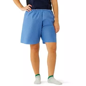 Medline Disposable Exam Shorts - Blue Multilayer Disposable Exam Shorts with Elastic Waist, Size XXL - NON27209XXL