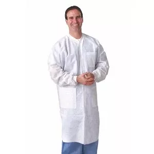 Medline Disposable Knit Cuff / Knit Collar Multilayer Lab Coats - Multilayer Lab Coat with Knit Cuffs and Collar, Pink, Size 3XL - NONSW700XXXL