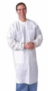 Medline Disposable Multi-Layer Lab Coats - Multilayer Lab Coat with Knit Cuffs and Collar, Blue, Size XL - NONSWR600XL