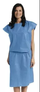 Medline Disposable Multilayer Patient Gowns - Sleeveless Tape Tab Neck and Waist Tie Multilayer Patient Gown, Pink, Size Regular / Large - NON27048
