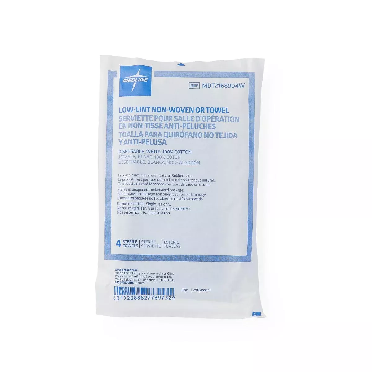 Medline Disposable OR Towels - Disposable, Sterile Nonwoven Cotton OR Towel, White - MDT2168904W