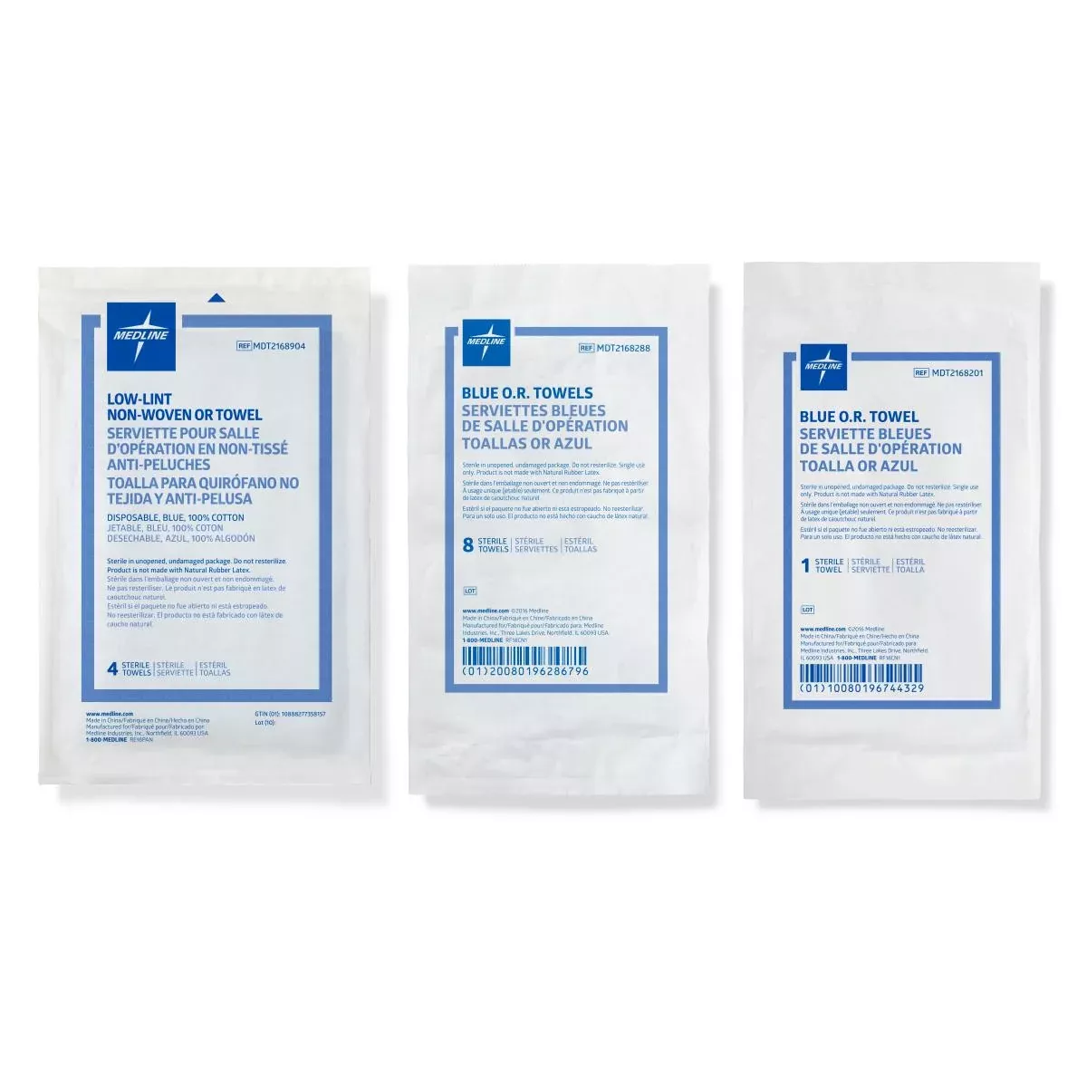 Medline Disposable OR Towels - Sterile Disposable Extra Large OR Towel, Blue, 36'' x 36'', 2/Pack - MDT2168362
