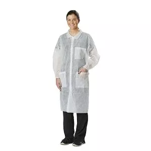 Medline Disposable Spunbond Lab Coats - SPP Lab Coat with Elastic Wrists and Traditional Collar, Blue, Size 2XL - NONSW450XXL