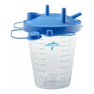 Medline Disposable Suction Canisters and Suction Canister Kits - 850 cc Suction Canister Kit with Filter Lid and Tubing - 7852