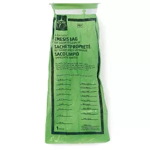 Medline Emesis Bags - Clean Sack Economy Emesis Bag with Rigid Ring and Graduations, Green, HDPE - NON80327