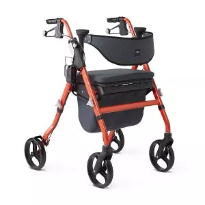 Medline Empower Rollator - Empower Rollator with Microban-Treated Touch Points and Seat, Black - MDS86845BK