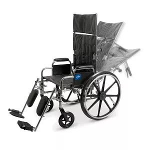 Medline Excel Reclining Wheelchairs - Excel Reclining Wheelchair with Removable Desk-Length Arms and Elevating Leg Rests, 300 lb. Weight Capacity, 16" Width - MDS808350