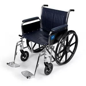 Medline Extra-Wide Wheelchairs - Excel Wheelchair with Removable Full-Length Arms and Elevating Footrests, 20"W - MDS806750FLA