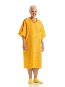 Medline Fall Prevention IV Gowns - PerforMAX IV Patient Gown with Stainless Steel Snap Detail, Fall Risk Management, Yellow, Size 3XL - MDTOG7ITSHRG