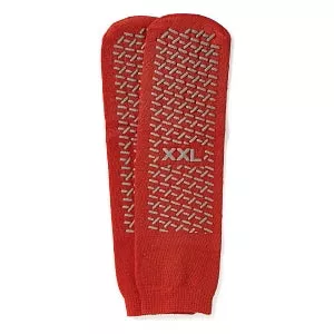 Medline Fall Prevention Slippers - Double-Tread Patient Slippers, Red, Size 2XL - MDTPS4B06FPR