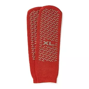 Medline Fall Prevention Slippers - Double-Tread Patient Slippers, Red, Size XL - MDTPS4B05FPR