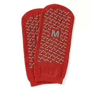Medline Fall Prevention Slippers - Fall Prevention Patient Slippers, Red, Size M - MDTPS4B03FPR