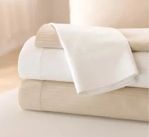 Medline Feels like Home Premium Reverse Sateen Flat Sheets - T310 Reverse Sateen Flat Sheet, White, 66" x 115" - MDTFS9B15WRS