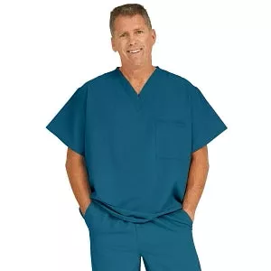 Medline Fifth ave Unisex Stretch Fabric V-Neck Scrub Top with 1 Pocket - Fifth ave Unisex V-Neck Scrub Top with 1 Pocket, Size 2XL, Charcoal - 5910CHRXXL