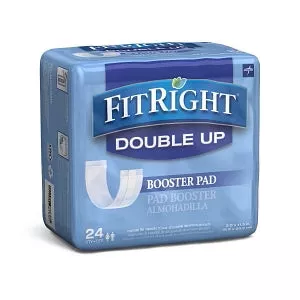 Medline FitRight Double Up Thin Incontinence Booster Pads - Double Up Thin Liner Diapers for Incontinence, 7" x 17" - MSC90180