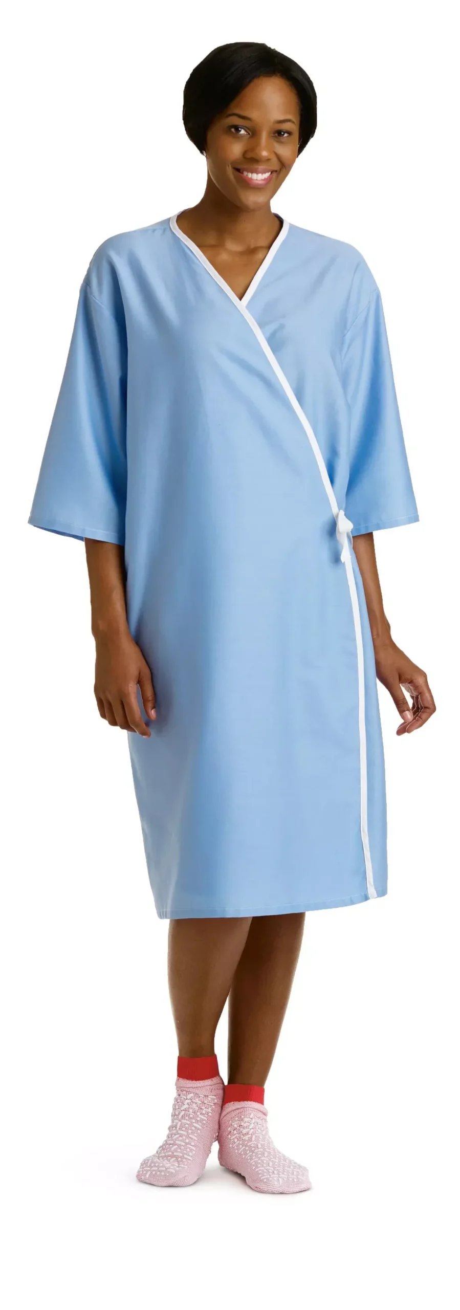 Medline Front-Opening Exam Gown - Patient Gown, Jade Green Orange, 85" Sweep - SHL4315XL