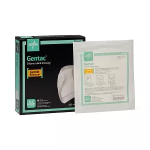 Medline Gentac Silicone Island Dressings - Silicone Adhesive Island Wound Dressing, 4" x 4", 2-1/2" x 2-1/2" Pad Size - MSC3344