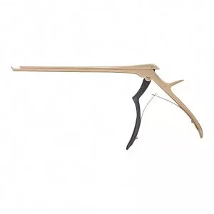 Medline Gold Titanium-Coated Microhandle Kerrison Rongeurs - 10" (25.4 cm) Long 40° Up Cutting Gold Coated Microhandle Kerrison Rongeur with 1 mm Bite - MDS2065101