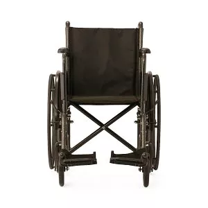 Medline Guardian K1 Wheelchairs - K1 Basic Wheelchair with Full-Length Permanent Arms and Elevating Leg Rests, 18" - K1186N13E
