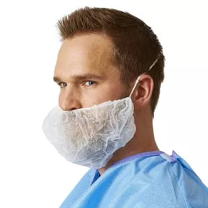 Medline Head and Beard Covers - Spunbond Beard Covers with Elastic, White - NONSH400