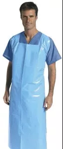 Medline Heavyweight Cysto-Style Plastic Aprons - Heavyweight Plastic Pullover Apron, Blue, 41" x 62" - NON24280