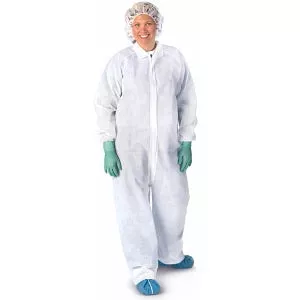 Medline Heavyweight Spunbonded Polypropylene Coveralls - Heavyweight Spunbond Polypropylene Coveralls with Elastic Wrists and Ankles, Size L, White - NONCV120L