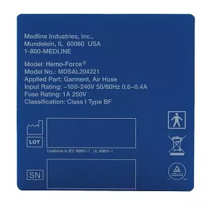 Medline Hemo-Force DVT Pump Parts and Accessories - CE Label for Hemo-Force MDS600INT DVT Pump - MDSAL204221