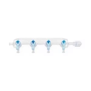 Medline High-Pressure Manifolds, Standard Handle - Right-Hand Orientation 550 PSI Manifold with Standard Handle in OFF Position, 3 Ports - DYNJMAN04HT