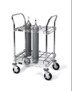 Medline Inhalation Therapy Cart for D or E Cylinders - Inhalation Therapy Cylinder Cart for D and E Cylinders, 12 Tank, 20" W x 27" L x 40" H - MDRGCC1