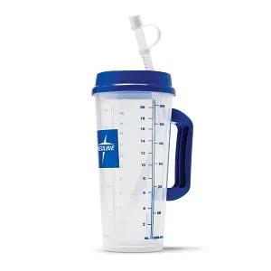 Medline Insulated Carafes - Coffee Mug Carafe with Graduations, Clear with Blue Lid, 24 oz. - DYND80557