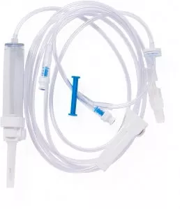 Medline IV Administration Sets - 15 Drop IV Administration Set with 2 Needle-Free Ports and Manifold, 120" - DYNDTN1512B