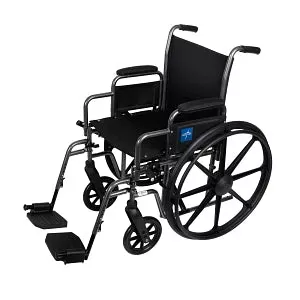 Medline K1 Basic Wheelchairs - K1 Basic Wheelchair with Removable Desk-Length Arms and Elevating Footrests, 300 lb. Weight Capacity, 16" Width - MDS806300NEE