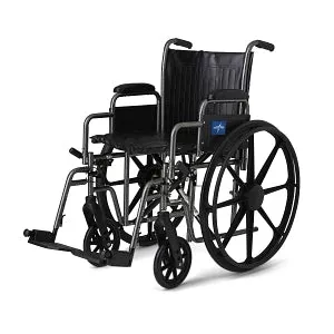 Medline K2 Basic Vinyl Wheelchairs - K2 Basic Wheelchair with 18"W Seat, Removable Desk-Length Arms and Elevated Leg Rests - MDS806300EV