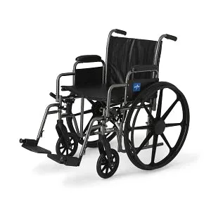 Medline K2 Basic Vinyl Wheelchairs - K2 Basic Wheelchair with 20"W Seat, Removable Desk-Length Arms and Elevated Leg Rests - MDS806450EV