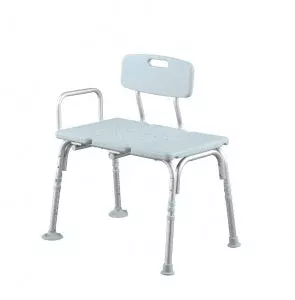 Medline Knockdown Transfer Bench with Microban - Knockdown Transfer Bench with Back and Microban Treatment, Gray - MDS86960KDMBG