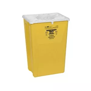 Medline Large PG-II Waste and Sharps Containers - PG-II Flat Sharps Container for Chemotherapy Waste with Port Lid, Yellow, 12 gal. - MDS706312