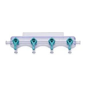 Medline Manifolds with All Female Posts - Universal Orientation 600 PSI Manifold with Curved Profile, 4-way Handle Position, 5 Ports - DYNJMAN5OFFF