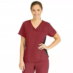 Medline Michigan ave Women's Yoga-Style Stretch Scrub Top with 1 Pocket - Michigan ave Women's Yoga-Style Stretch Scrub Top with 1 Pocket, Size 2XL, Black - 5564BLKXXL