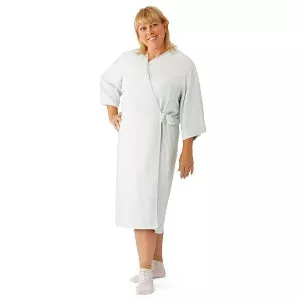 Medline Micro-Suede Patient Apparel - Micro-Suede Mammography Patient Robe, Sage Green, One Size Fits Most - MDTHR9R04GRN