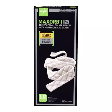 Medline MSC9912EP - Maxorb II Silver Alginate Wound Dressing, 1" x 12", in Educational Packaging