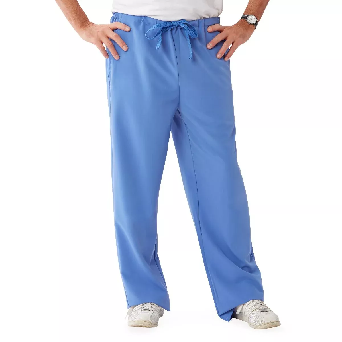 Medline Newport ave Unisex Stretch Fabric Scrub Pants with Drawstring - Newport ave Unisex Drawstring Waist Scrub Pants with 3 Pockets, Size 2XL Petite Inseam, Black - 5900BLKXXLP