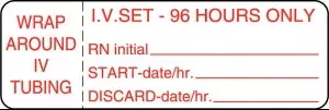 Medline Nursing IV Tubing Labels - White Wraparound IV Set 96 Hours Only Label - NL2794R