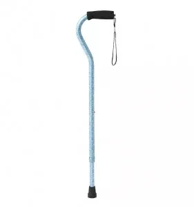 Medline Offset Handle Fashion Canes - Offset Cane, Baroque Print, Teal - MDS86420BT
