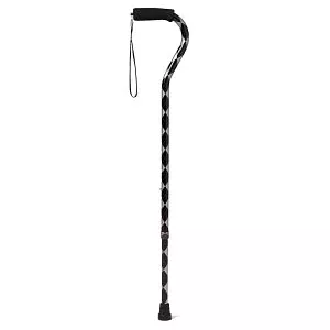 Medline Offset Handle Fashion Canes - Offset Cane, Black Argyle, Aluminum - MDS86420ARGY