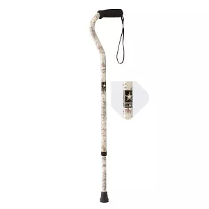 Medline Offset Handle Fashion Canes - Offset Cane, Camo Pattern with Army Logo - MDS86420AC